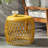 Classy Matte Yellow Iron Side Table With Element, 20.01" Square, 20 Lbs Weight Tolerance Alluring Table, Design Feature, 20.01"X20.01"X18.04", Max Load-Bearing Capacity