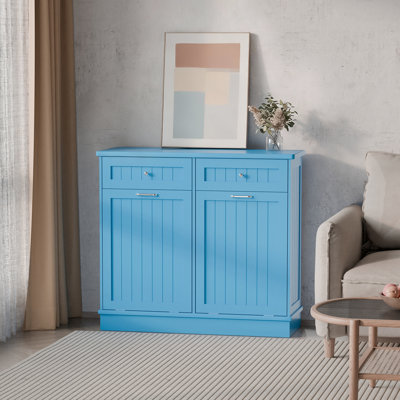 Havant Double Tilt Out Trash Cabinet 20 Gallons Wooden Free Standing(Not include trash can)