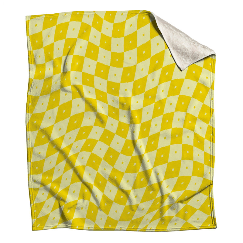 Couvertures jaunes à damier ondulées, 60in W x 80in H