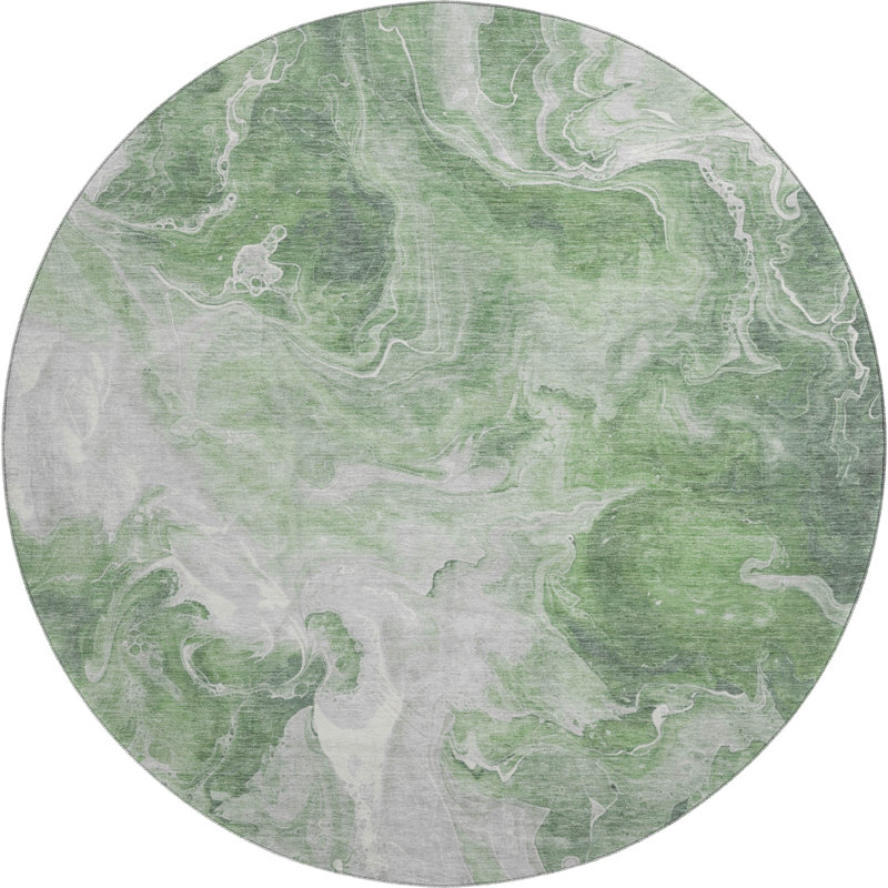 Premium Machine Washable Mehara AMF1687 Abstract Rug, Round 8'