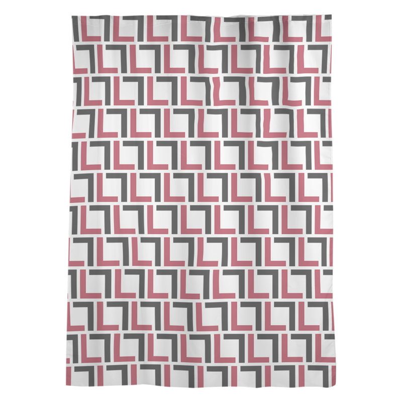 Panneau de rideau simple diaphane avec passe-tringle, Blanc / rouge / noir
