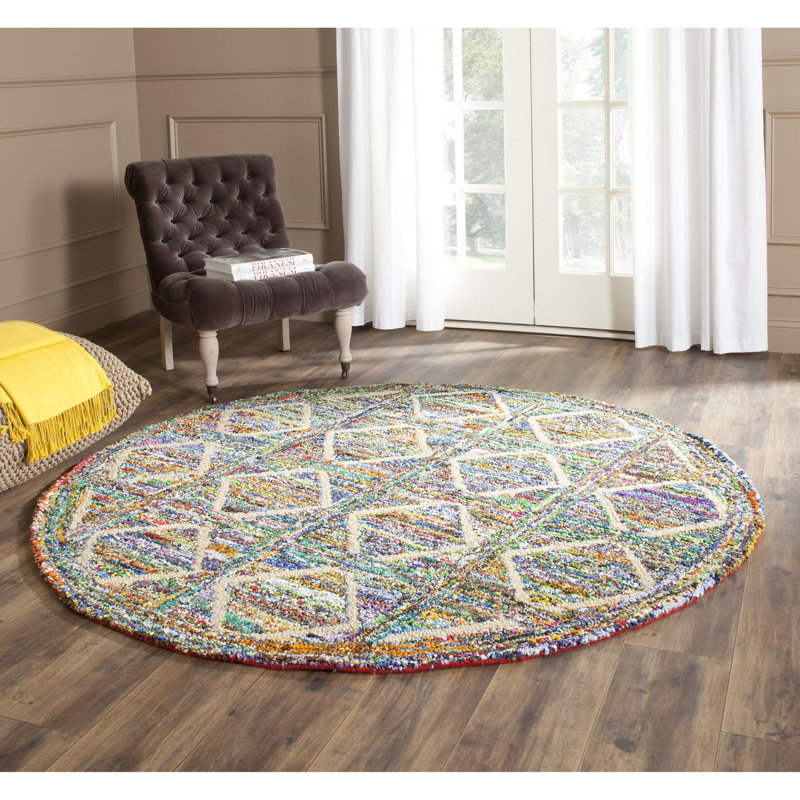 Anaheim Hand Tufted Cotton/Jute Geometric Rug, Round 4'