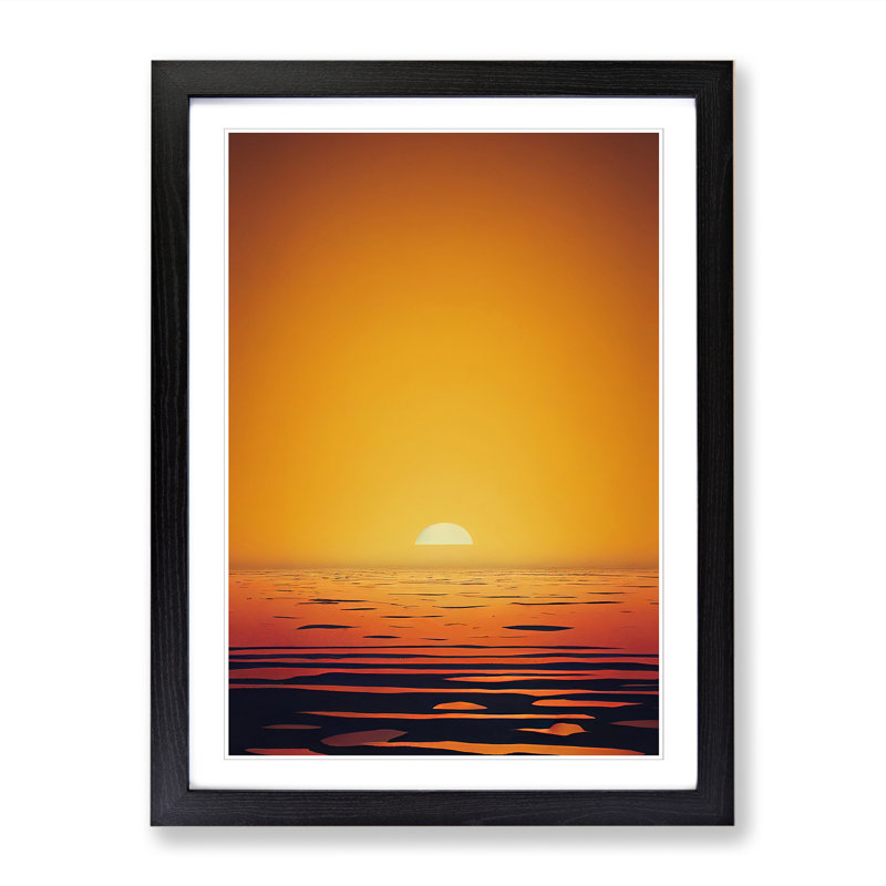 Serene Japanese Sunset Vol.1 - Single Picture Frame Print, 64cm H x 46cm W x 2cm D, Oak