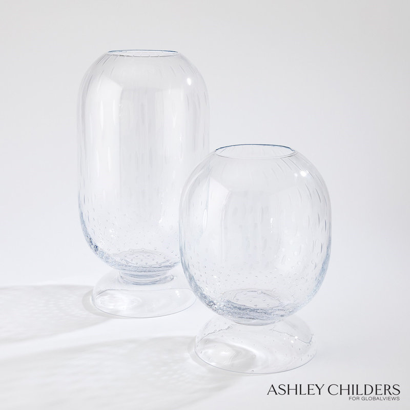 Ashton Vase-Clear Seeded-Short, 20" H x 10.75" W x 10.75" D