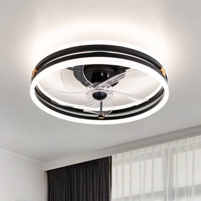 Heui Indoor Bedroom Flush Mount ceiling fan with light, LED Smart Bladeless Ceiling Fan with Remote Control and Light Kit Included