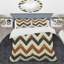 Ensemble de housse de couette moderne à motif de chevrons brun et crème I-109156932