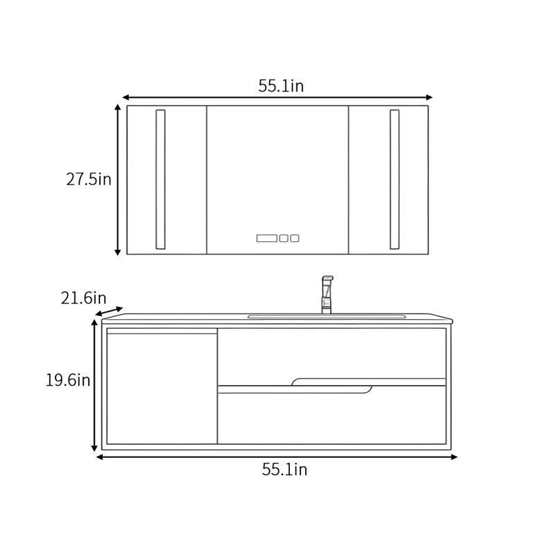 Armoire de salle de bain simple de style nordique, 55"