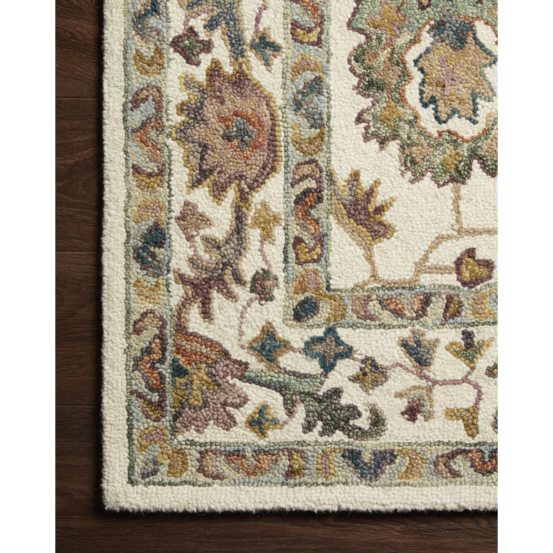 Tapis beige / brun en laine crocheté à la main Norge, Rectangle 2 pi 3 po x 3 pi 9 po