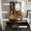 Table de coiffeuse avec miroir à DEL, prise de courant et tabouret-132458966
