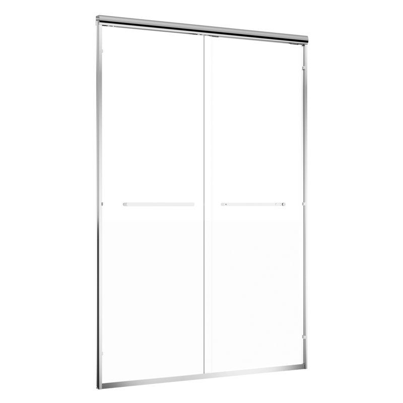60" Wide Aluminum Double Sliding Shower Door, 1/4" Nano - Coated Tempered Glass, Corrosion Handles, Waterproof Design And For Bathroom 72" H Frame Dual In