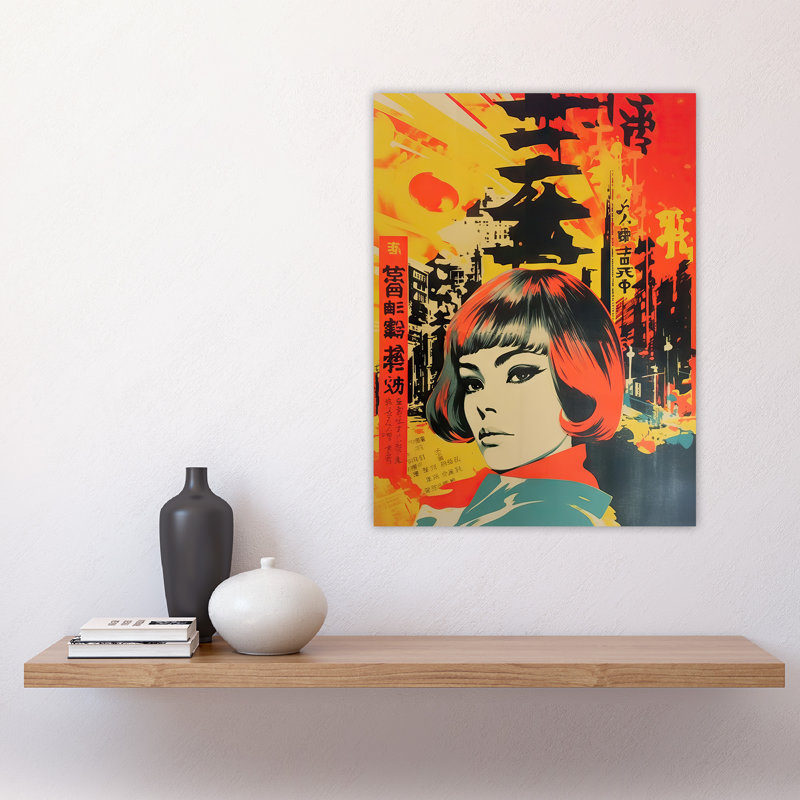 Wall Art Print Tokyo Abstract 1960's Collage Woman Portrait Vibrant Bold Bright Colourful Painting Poster