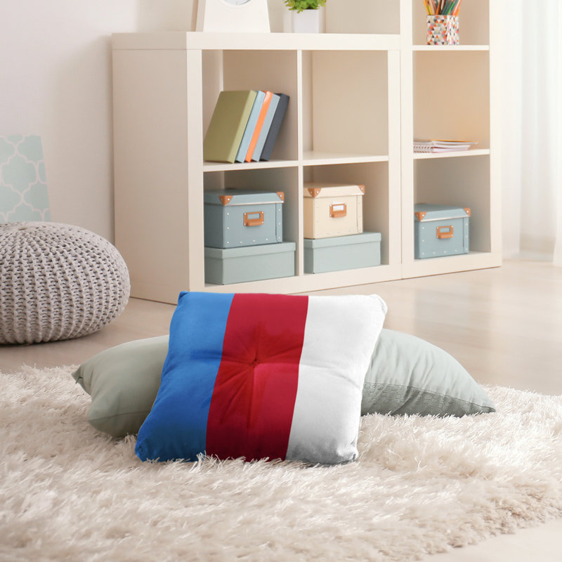  Coussin de sol touffeté, 30 po x 30 po, Côté blanc / Milieu rouge