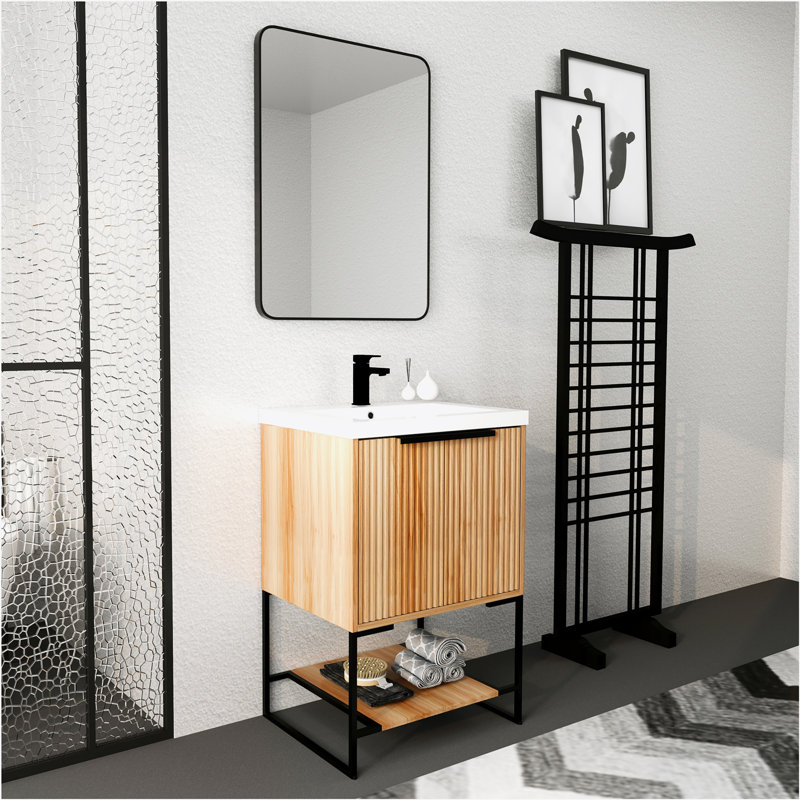 24 Inch Freestanding Bathroom Vanity With Resin Basin BVA01124MP-1,(W99981917)