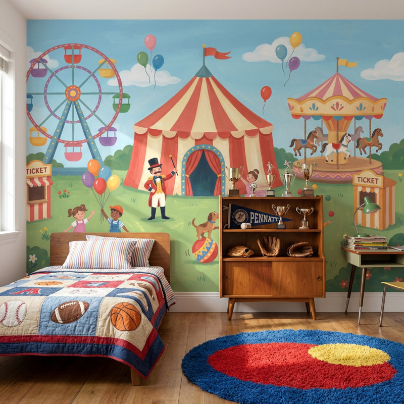 Décoration murale amovible grande roue Carnaval, 160 po x 108 po, Peler et coller