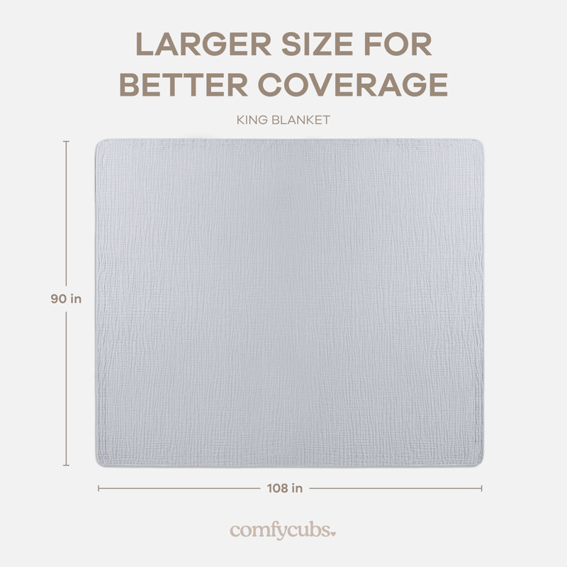 Comfy Cubs Muslin Blanket Twin, 229 x 168 cm - Soft, Lightweight, Breathable Cotton Blanket - 6-Layered Muslin Fabric, King