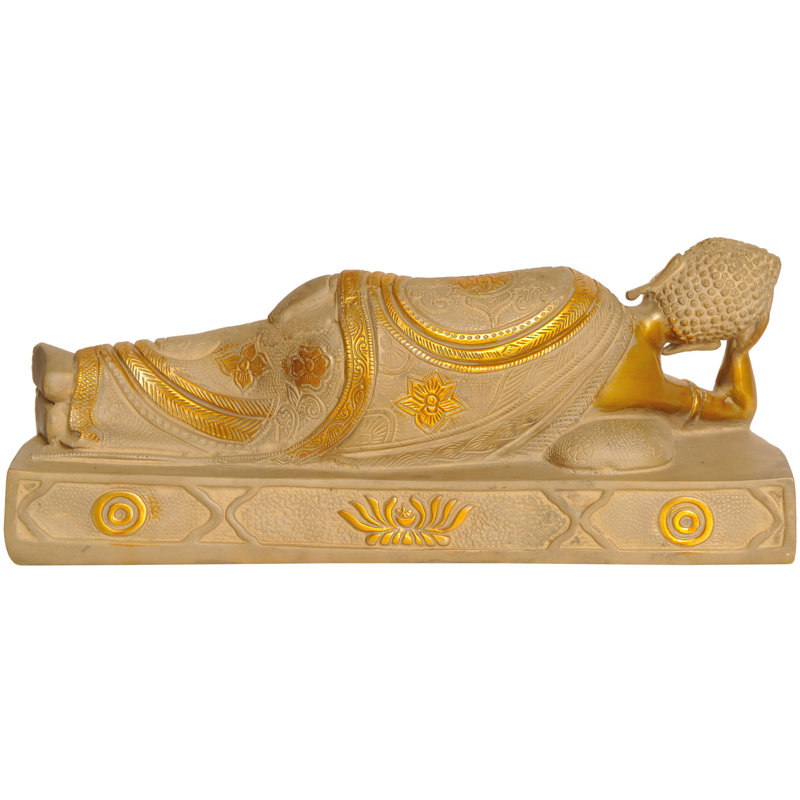 Figurine Mahaparinirvana Buddha, Or cimenté