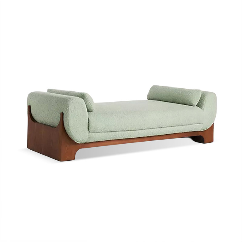 Banc rembourré vert, 16.54" H x 70.87" W x 19.69" D