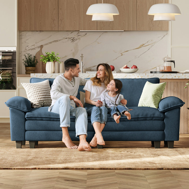 Colbey 90'' Upholstered Modular Cloud Sofa, Elio Navy Corduroy, 34.64'' H x 89.76'' W x 34.64'' D