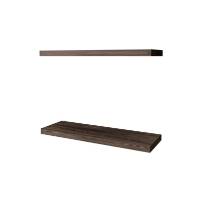 Tablette murale cognac de 31,5 po de largeur, espace de vie moderne flottant pour les livres et les effets personnels minimalistes