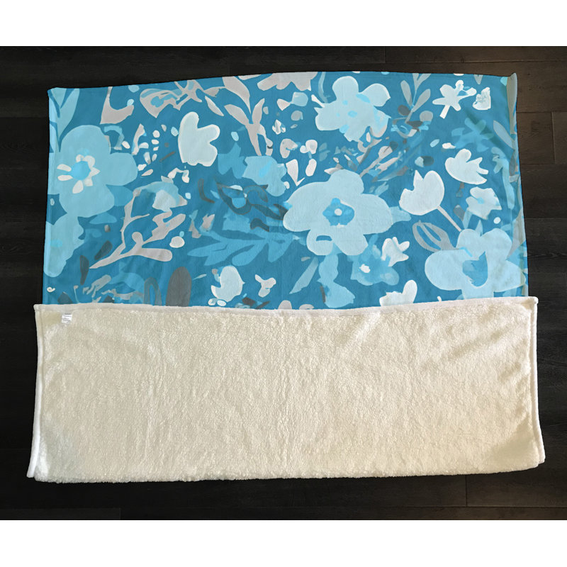 Throw Blanket, 51" W x 60" L, Floral/Abstract, Blue/Gray