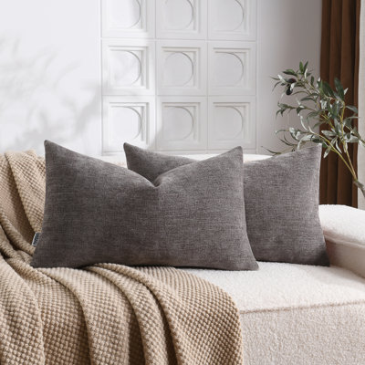 Housse de coussin en chenille flammée douce et texturée