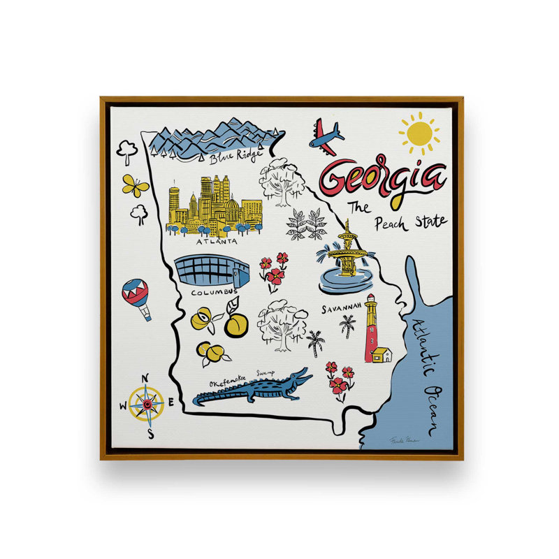 «Georgia» par Farida Zaman, reproduction d'art sur toile, H 36 po x l 36 po, Impression encadrée sans passe-partout, Doré