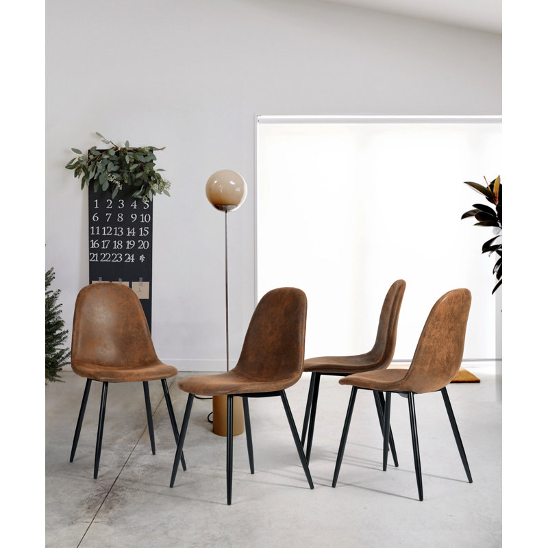 Worchester 47cm H Upholstered Metal Side Chair, Brown