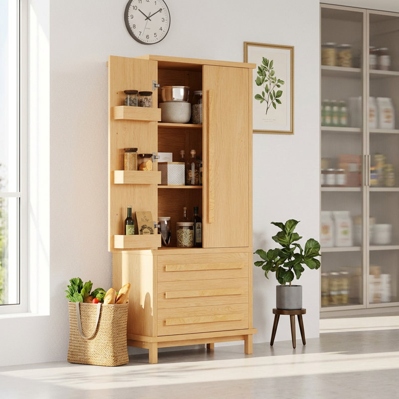 Spacieux garde-manger avec tablettes réglables et plusieurs tiroirs