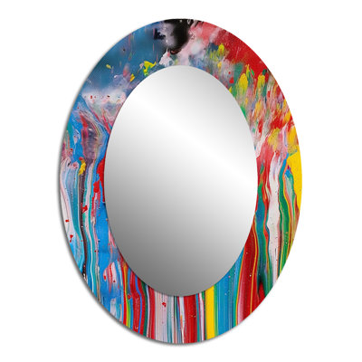 Beautiful Life Summer Joy Abstract Expression - Miroir décoratif ovale abstrait sur métal