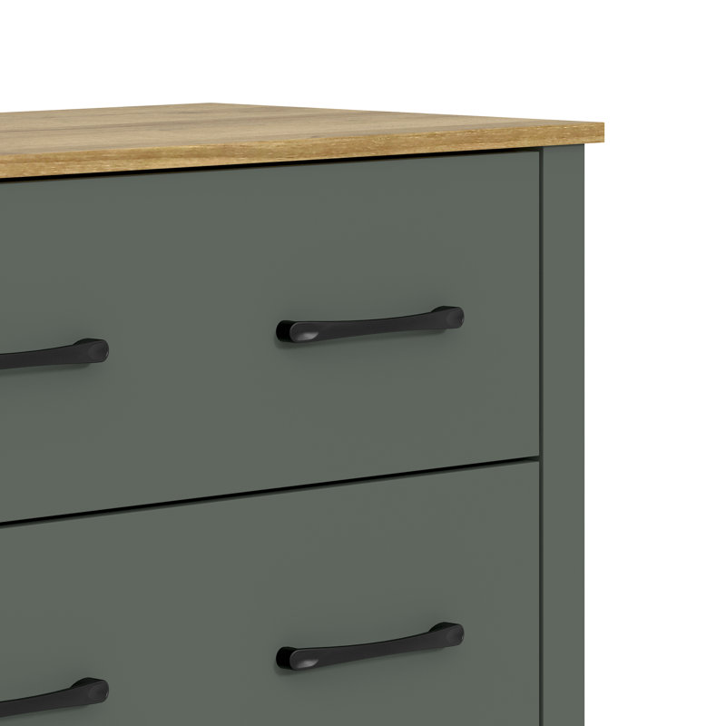 Commode 5 tiroirs H 46,7 po Walter, Vert chou frisé / Reiveira Eichi
