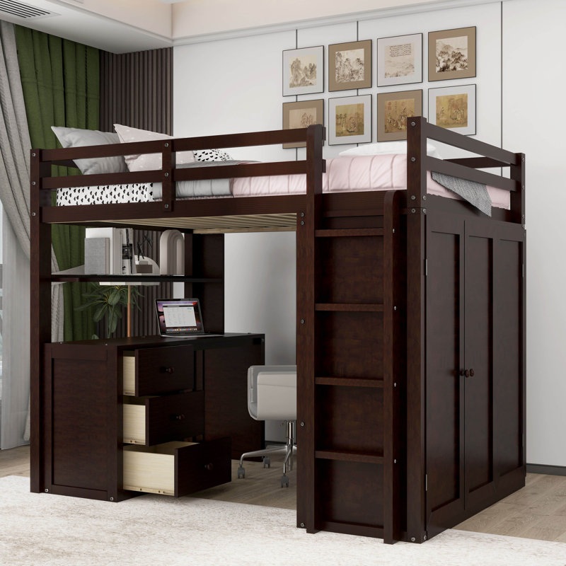 Kiya Kids Full Loft Bed, Espresso