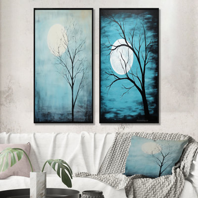 Blue Moon Tranquility - Moon, ensemble de 2 impressions sur toile