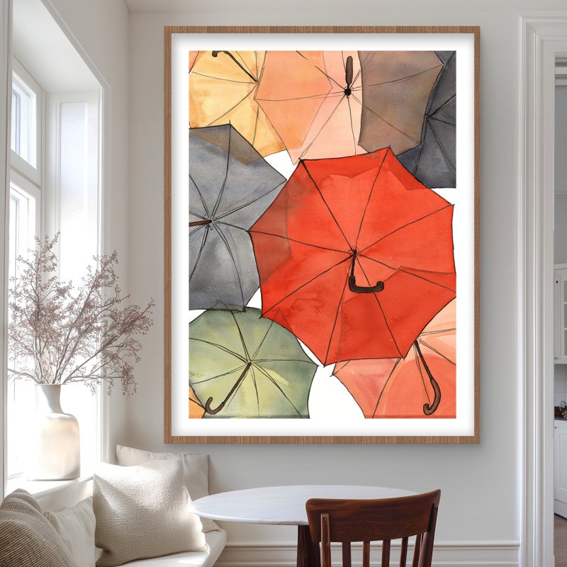 «The Umbrellas of Petit Champlain - Red Office», reproduction encadrée, H 48 po x l 36 po, Brun
