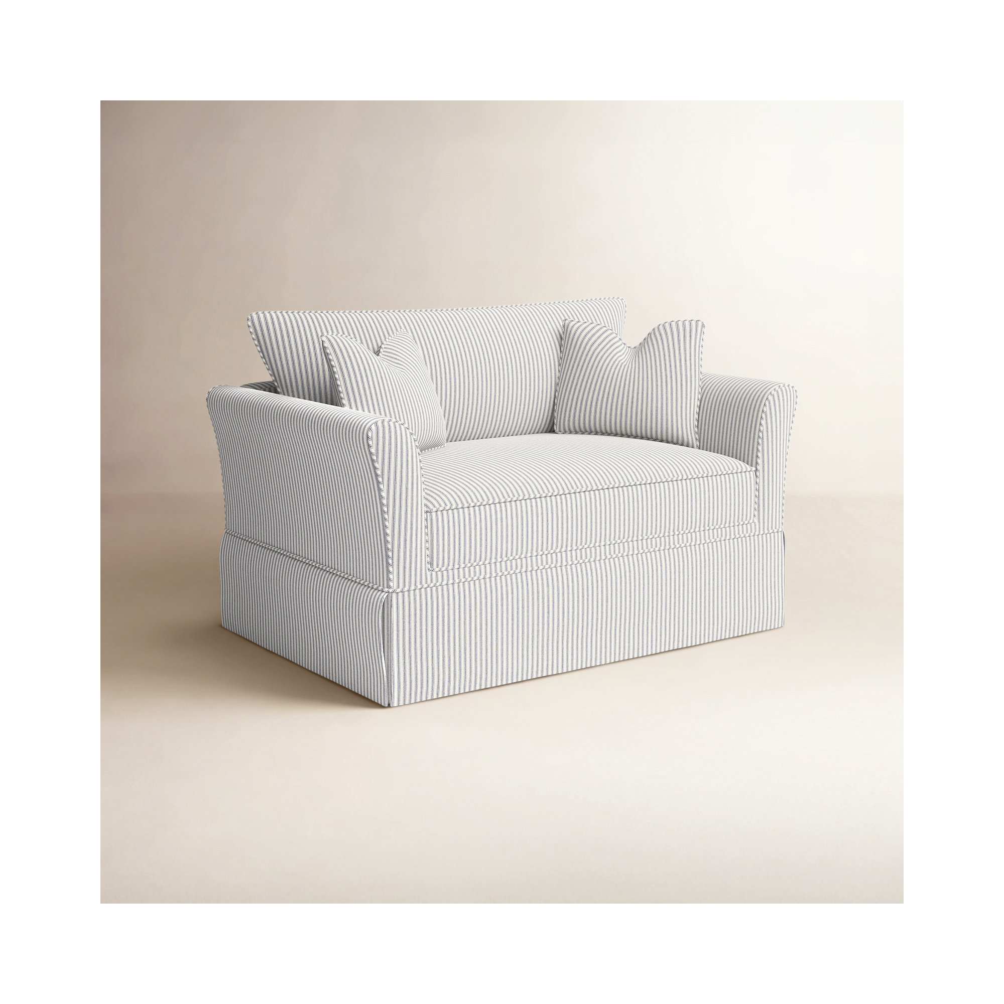 Shelby Upholstered Chair And A Half, Cruise Gray Striped