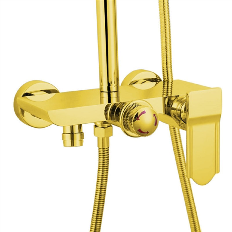 Nanterre Solid Brass Luxurious Exposed Gold Bathroom Shower Set
