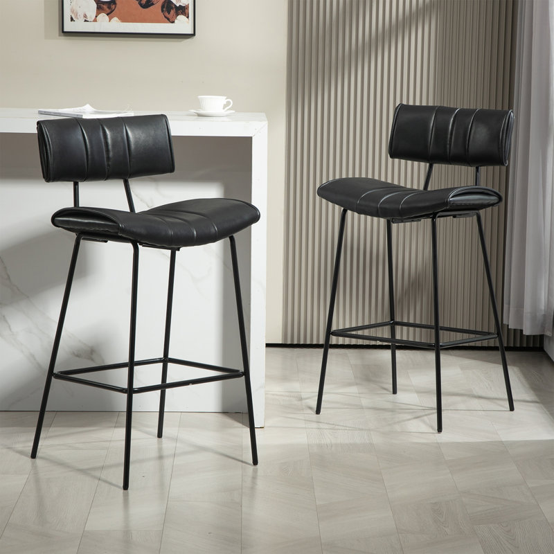 Ensemble de 2 tabourets de bar Palgrave avec pieds en métal noir, Tabouret de bar (siège d'une hauteur de 28,30 po)