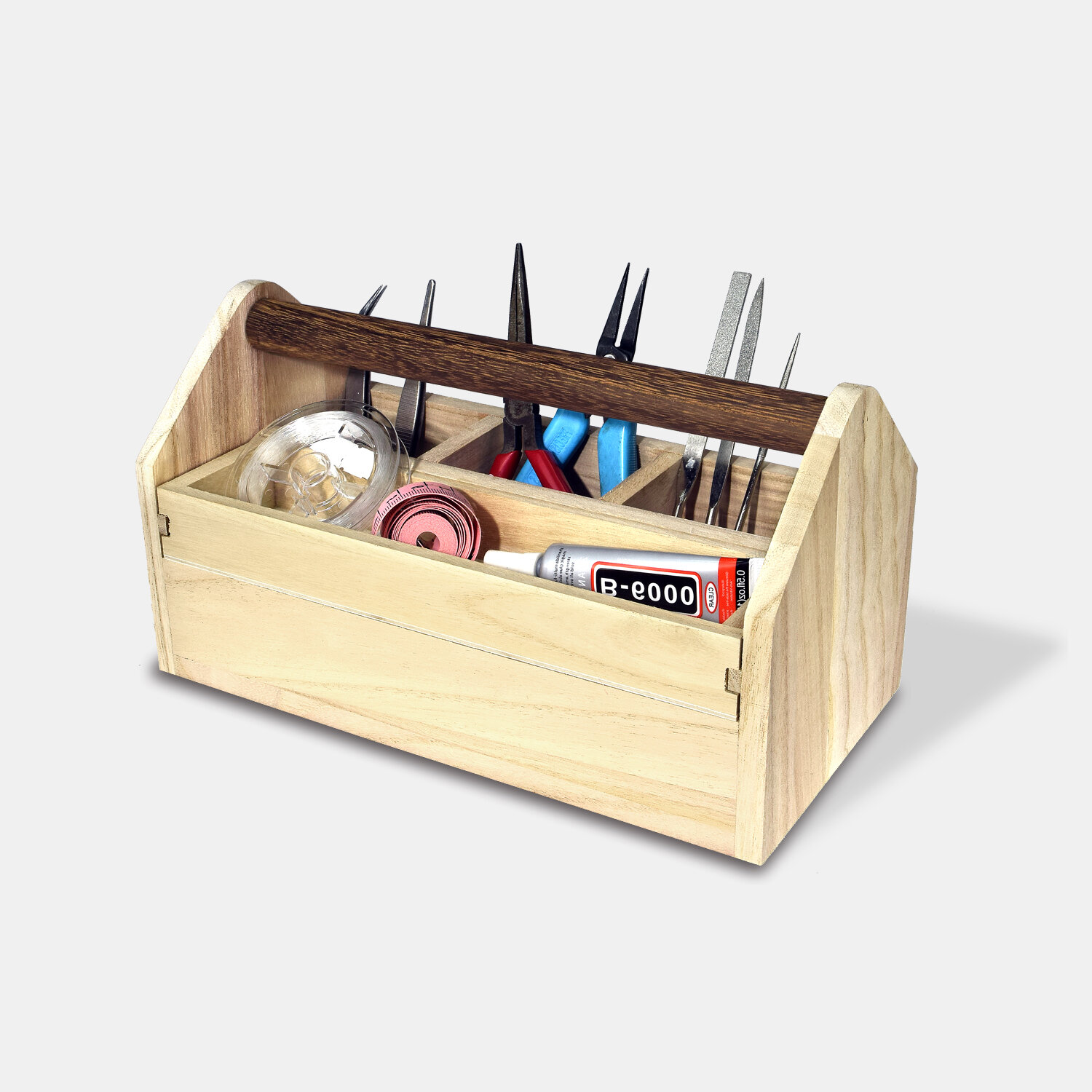 Achillea 10.5 Wooden Craft Tool Box Caddy