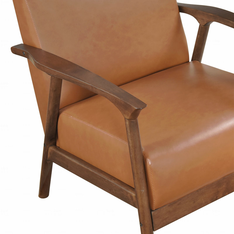 Chaise d'appoint - Coussin de siège rembourré en similicuir brun