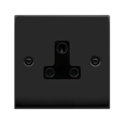 Matt Black 1 Gang 5A Round Pin Socket