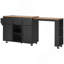 Îlot de cuisine 85,5 po K&K avec table de salle à manger extensible, table de rangement avec 3 tablettes ouvertes latérales, îlot de cuisine roulant avec prise de courant, 3 tiroirs, 2 portes, pour la cuisine, la salle à manger, noir-594013200