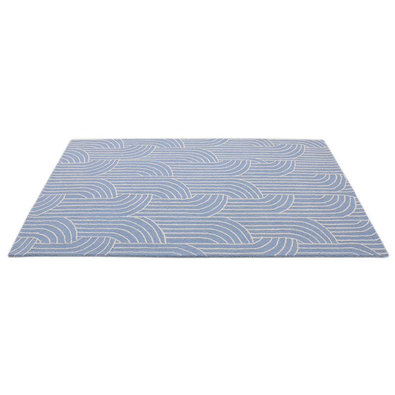 Geometric Area Rug in Denim Blue, Rectangle 12' x 15'