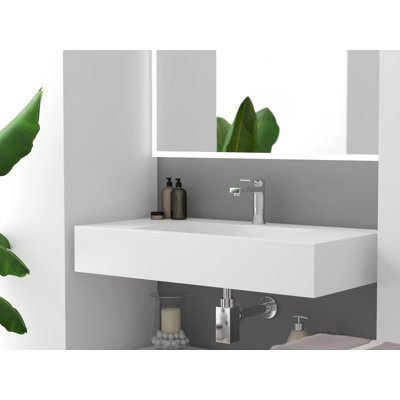 Lavabo de salle de bain mural rectangulaire minimaliste Boyter 36