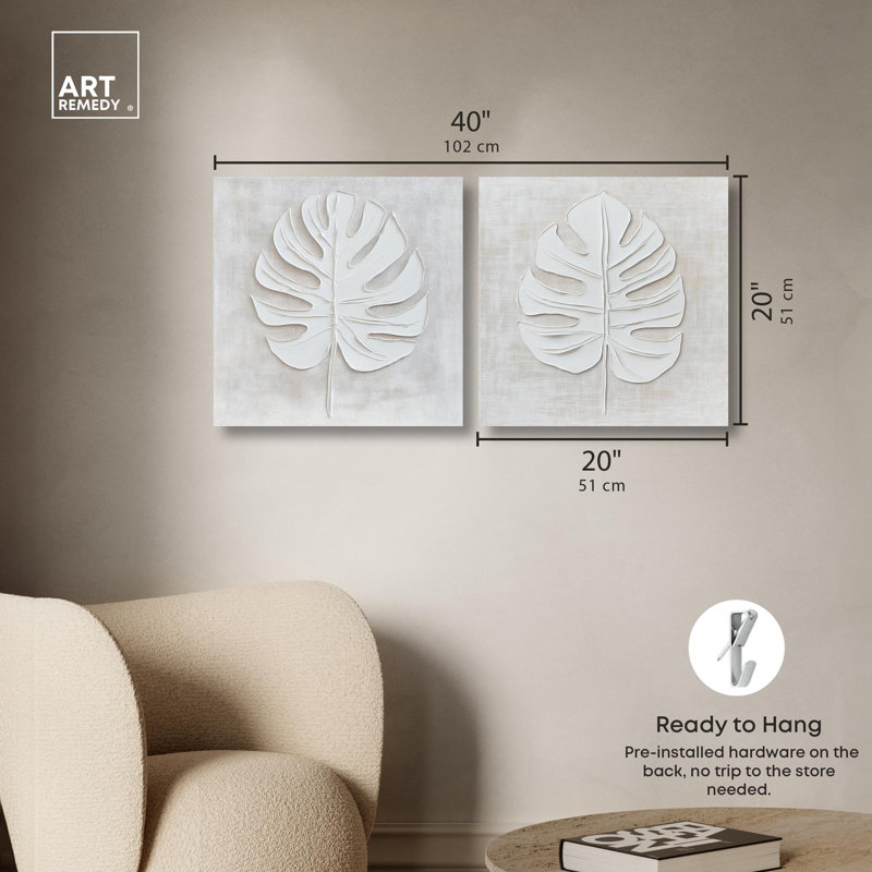 "Luxe Botanicals", ensemble de 2 reproductions d'art sur toile par , H 20 po x l 20 po, Toile tendue, Ne s’applique pas