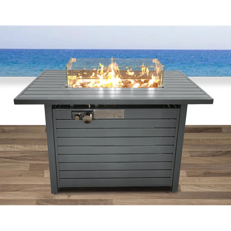 Table de foyer au propane en acier avec couvercle 42 po x H 25 po