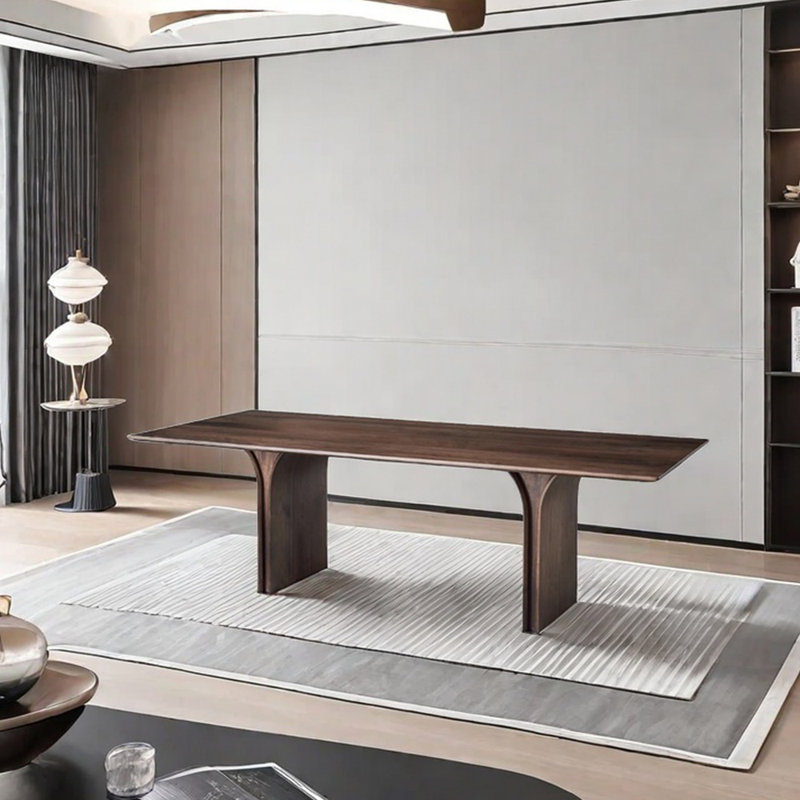 Table de salle à manger rectangulaire en noyer, H 29,53 po x L 78,74 po x l 35,43 po