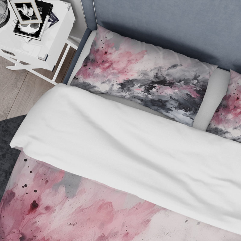 Ensemble de housse de couette en microfibre / polyester Evolving In Pink Gray