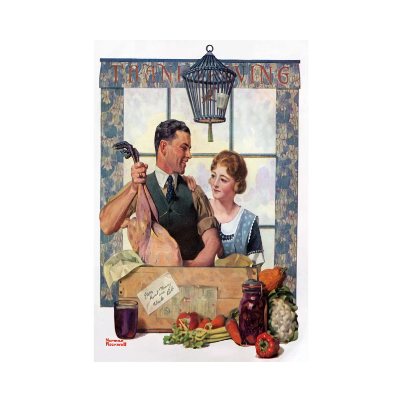 Couple Uncrating Turkey by Norman Rockwell - Gallery-Wrapped Canvas Giclée on Canvas, 66.04 cm H x 45.72 cm W, Wrapped Canvas