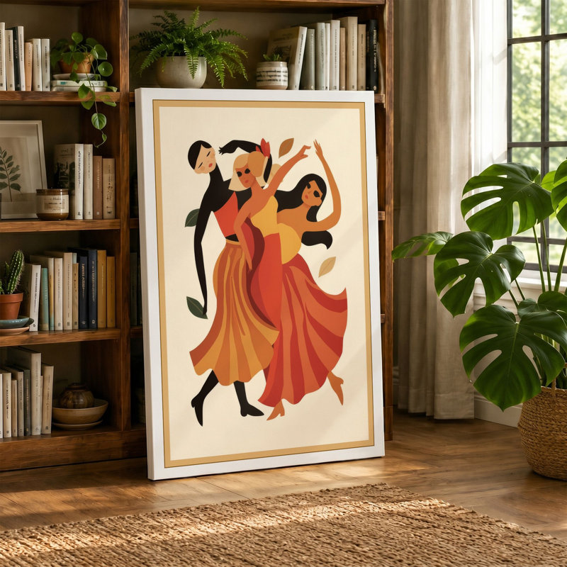 Dancing in Motion Art Deco - Wrapped Canvas, 24x16 - 61.0 x 40.6 cm, Sage Border