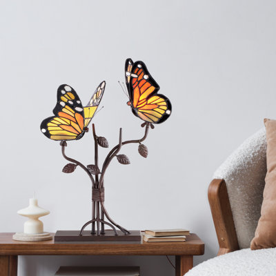 20.5"H Amelia Stained Glass Butterfly Table Lamp - 