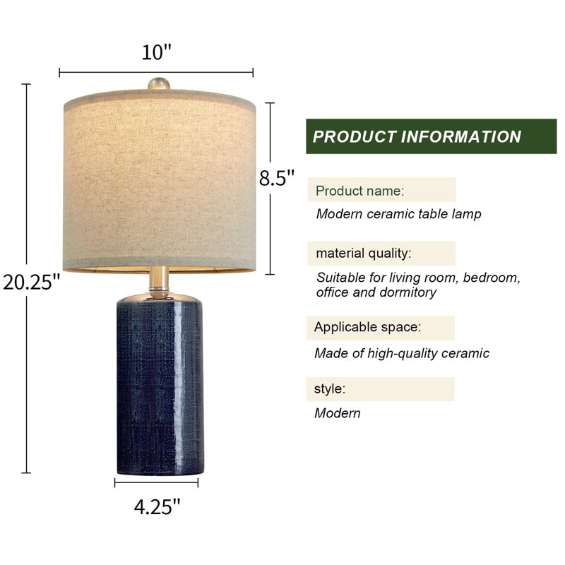 20.25" Small Table Lamps Set Of 2 Modern Ceramic Lamps For Living Room Farmhouse Bedside Lamps Boho Lamps For Night Stands Bedroom Lamps Side Table Lamps End Table Lamps